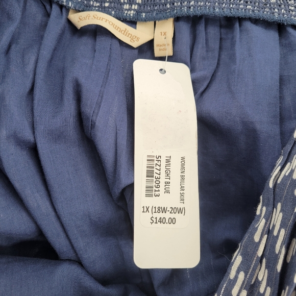 Soft Surroundings Blue White Chevron Tiered Maxi Skirt Boho Festival Vacation XL - Picture 4 of 4